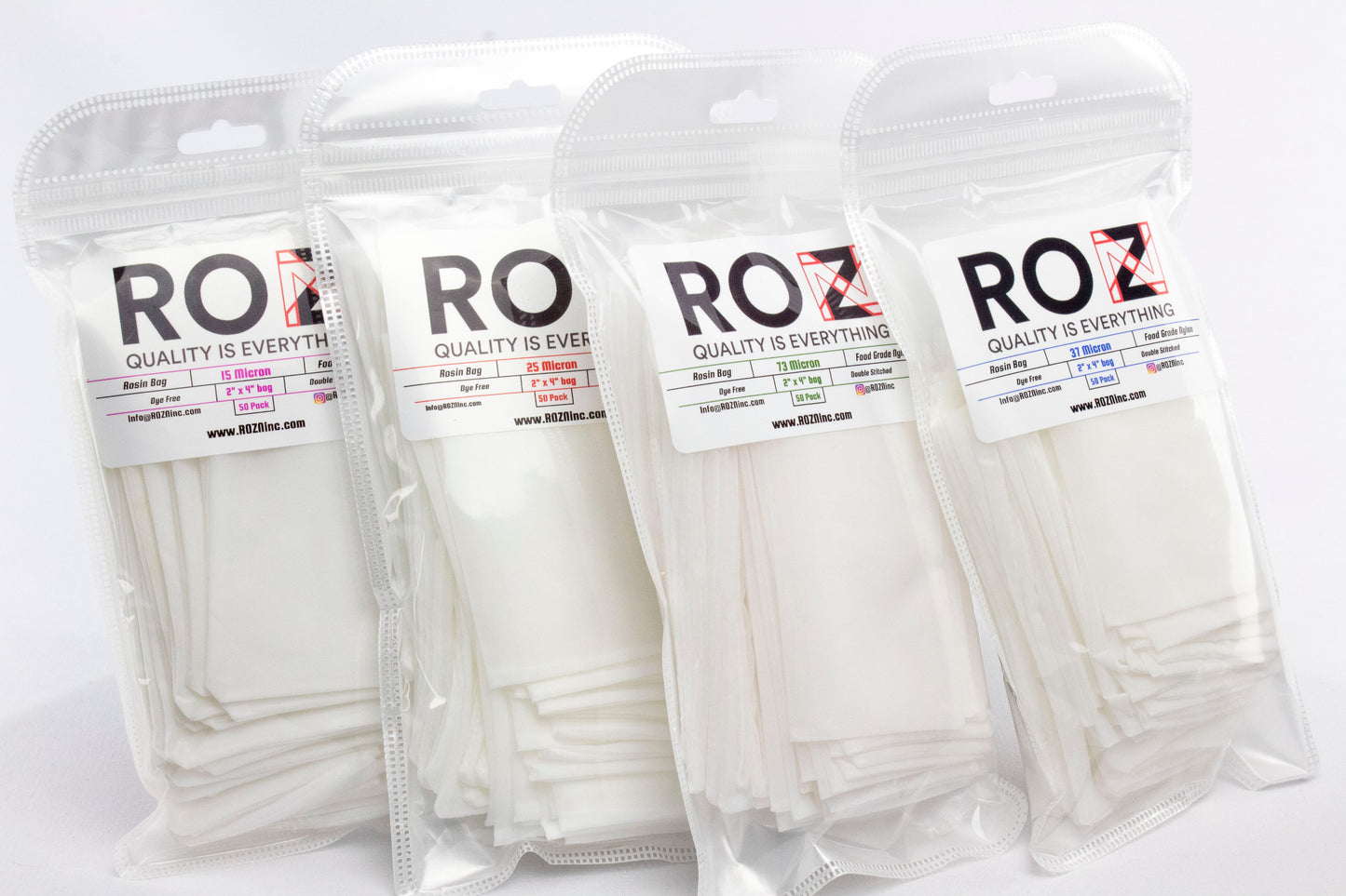 2" x 4.5" | Filter Bags | High-Quality Nylon Mesh | 25, 37, 90, 120, and 160 Micron Size | ROZN Inc.